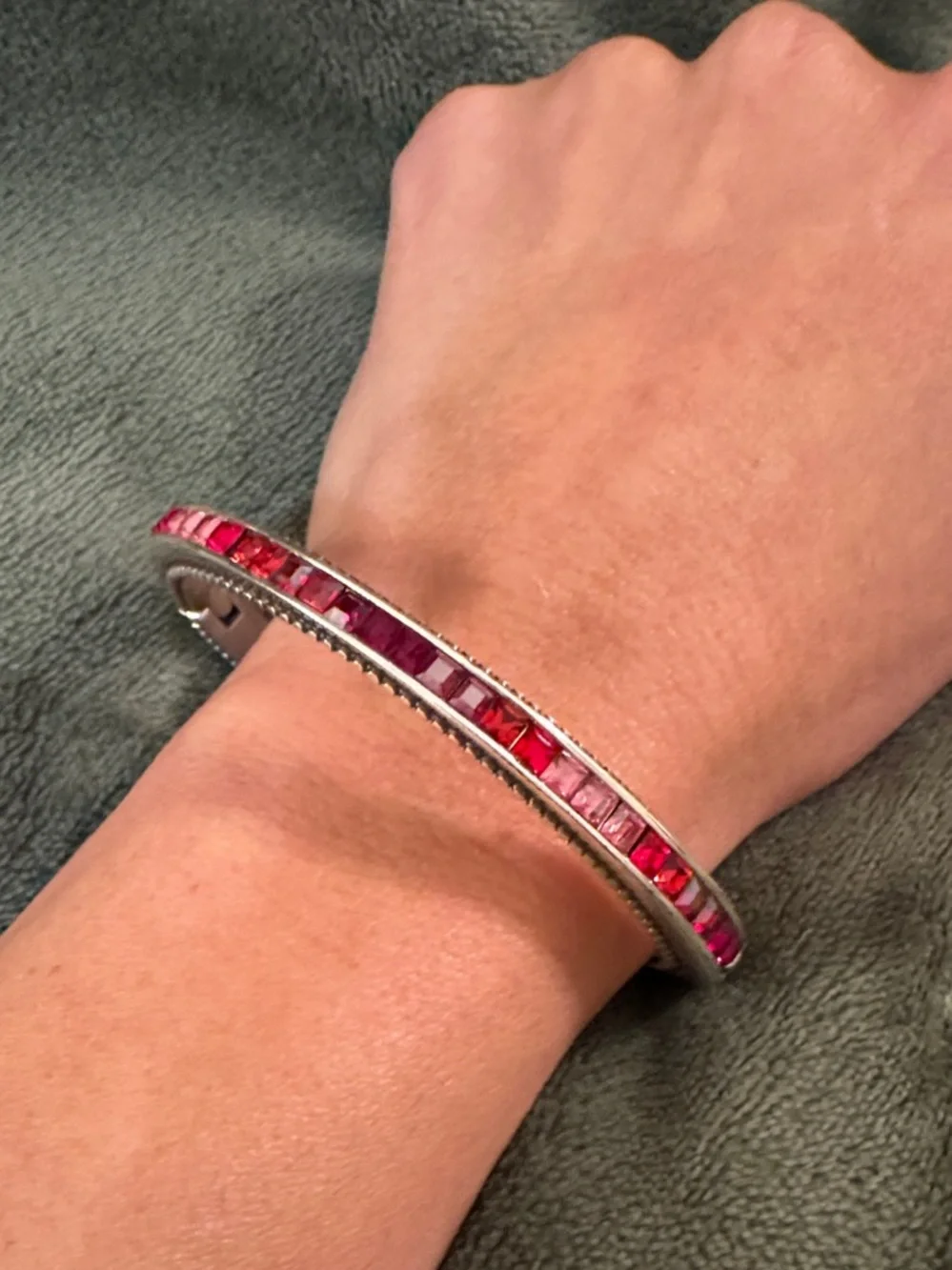 Brighton Silver-Tone Bracelet with Pink and Red Crystal Inlay